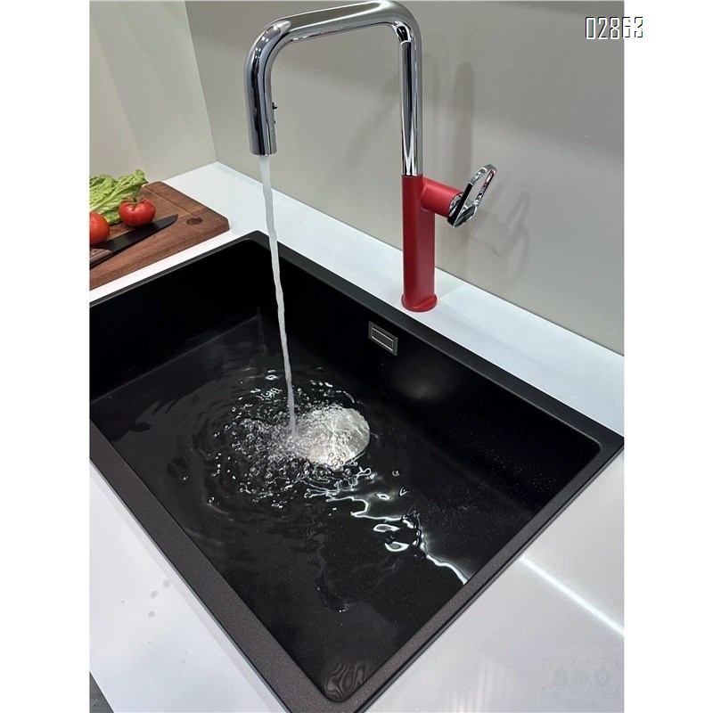all brass Red high-end kitchen pull-out faucet vegetable sink wash basin sink all-Brass rotating cold and hot home telescopic style