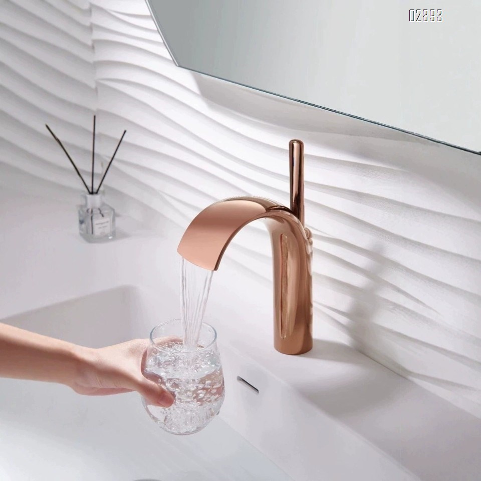 Under-counter Simple basin faucet for hand wash and face wash all-Brass waterfall outlet for home bathroom cold and hot water