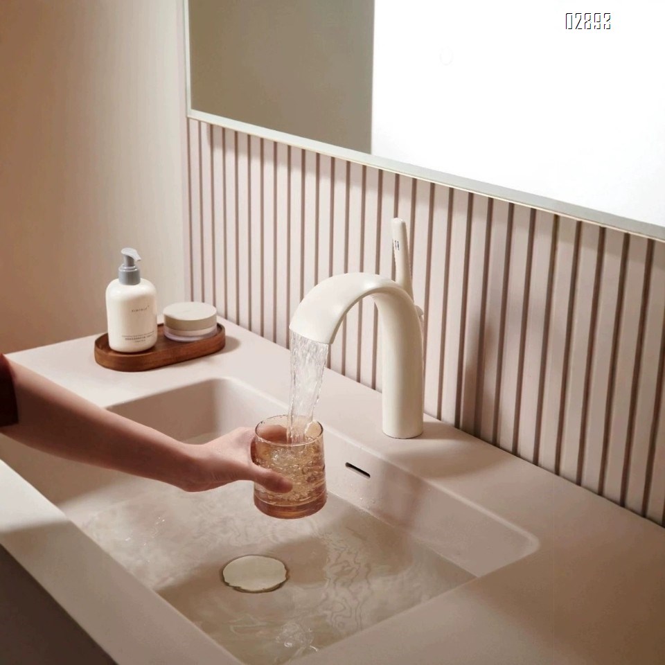 Under-counter Simple basin faucet for hand wash and face wash all-Brass waterfall outlet for home bathroom cold and hot water