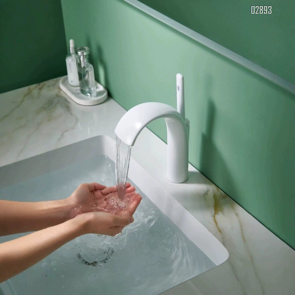 Under-counter Simple basin faucet for hand wash and face wash all-Brass waterfall outlet for home bathroom cold and hot water