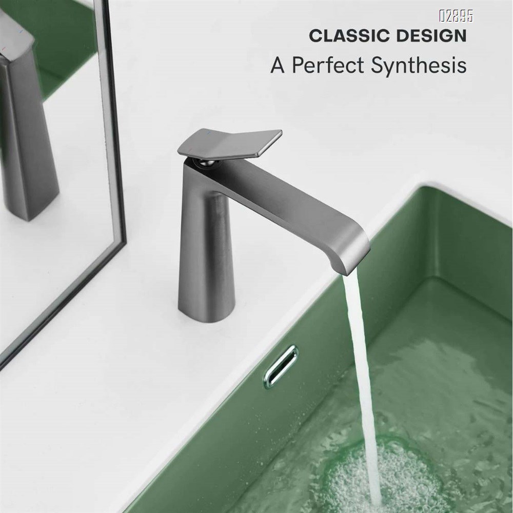 Artistic basin faucet full copper wash basin faucet full Brass cold and hot water faucet gunmetal gray