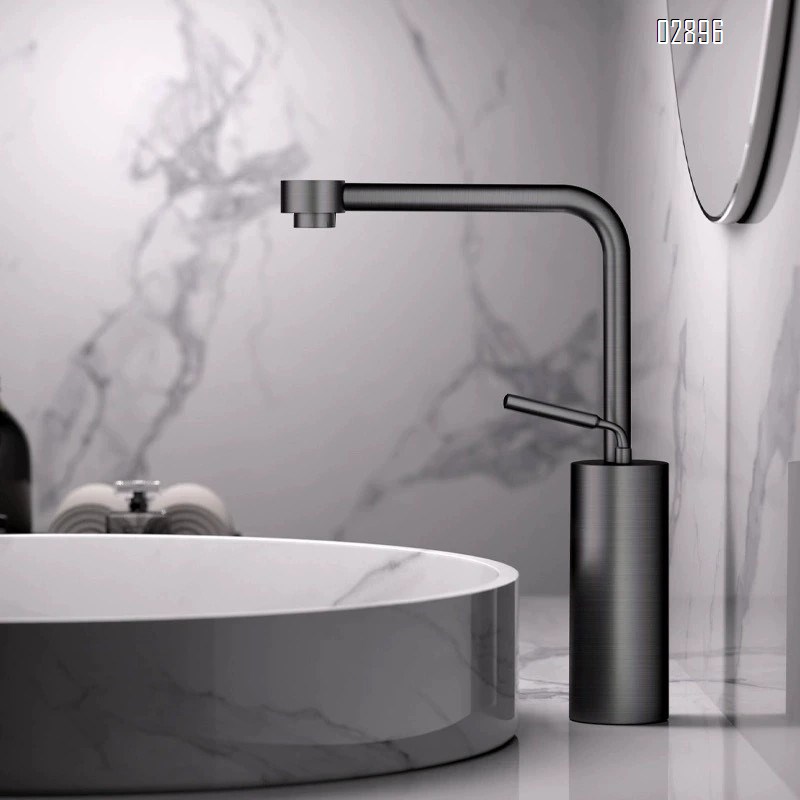 Gun Grey faucet brass basin swivel wash basin pull-out brushed gold bathroom cold and hot multi-functional wash basin faucet