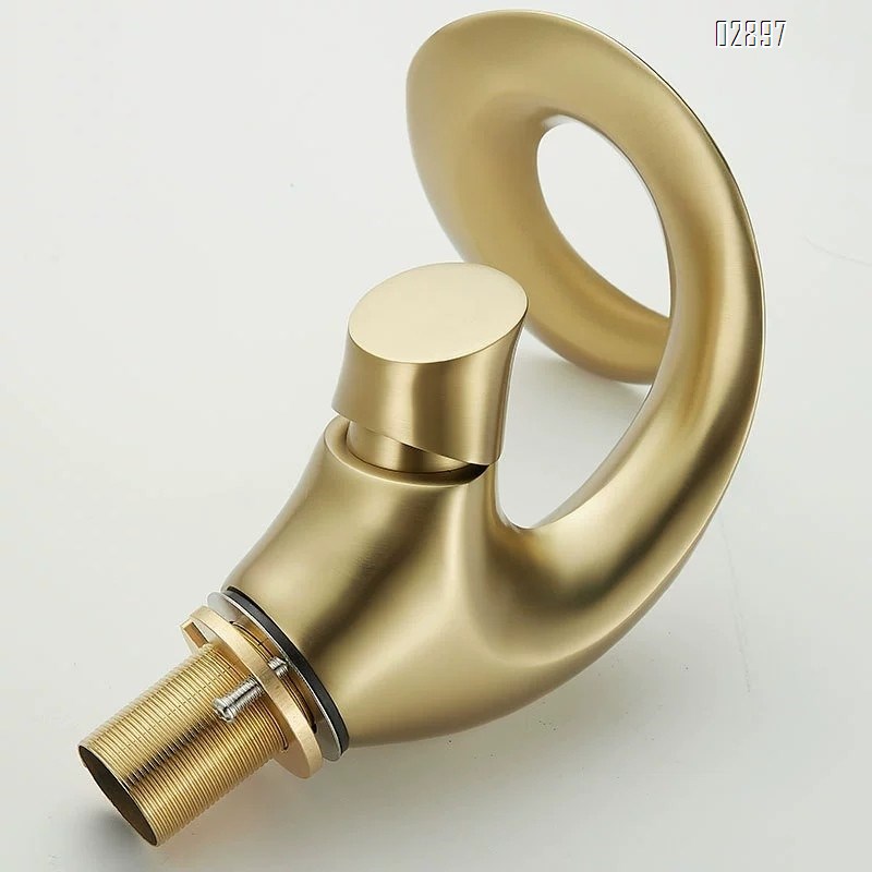 Fluid-shaped brass wash basin waterfall faucet cold and hot creative wash basin bathroom wash pool bathroom faucet