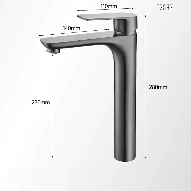 Gunmetal Grey platform brass basin faucet cold and hot brass style raised wash basin high-footed bathroom wash basin