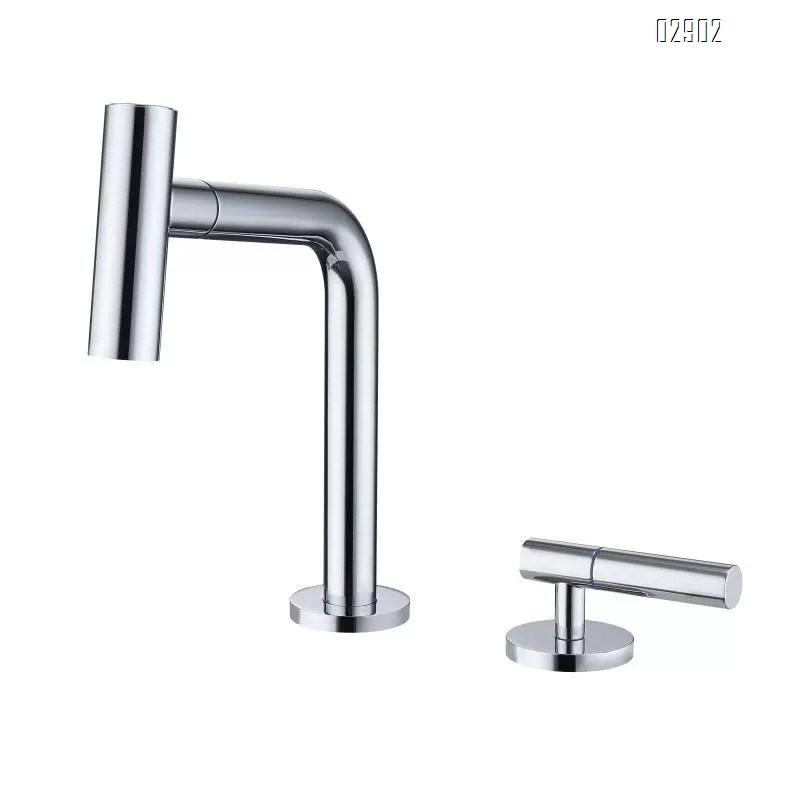 Gunmetal gray brass wash basin pull-out faucet single handle double hole under-counter basin bathroom cabinet faucet