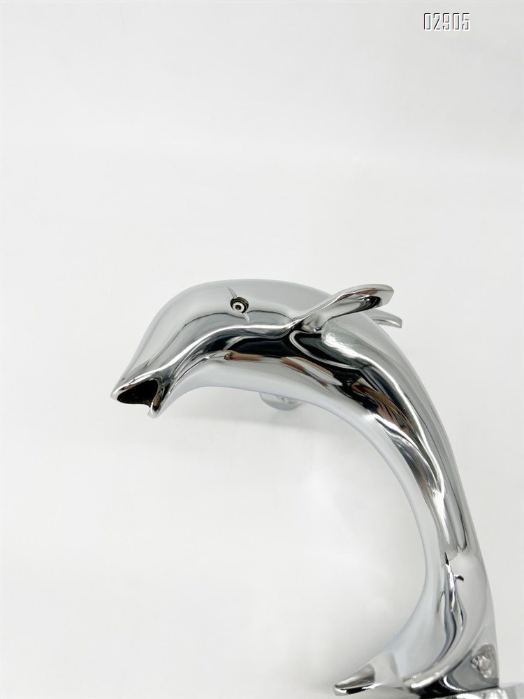 European style brass titanium gold dolphin three-hole crystal handle cold and hot Separate Basin Faucet