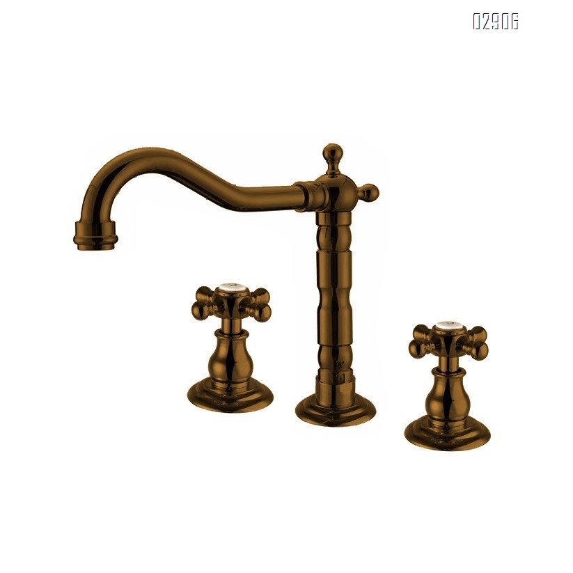 Antique European style all brass swivel Separate basin faucet cross handle cold and hot water wash basin faucet