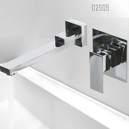 All-Brass gunmetal gray Chrome-finish basin faucet wall-mounted embedded cold and hot wash basin and countertop water faucet