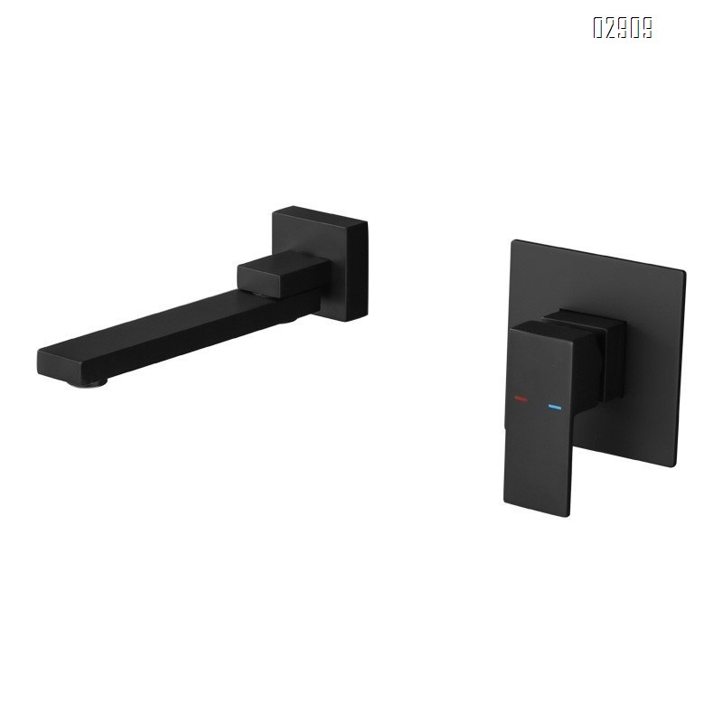 All-Brass gunmetal gray Chrome-finish basin faucet wall-mounted embedded cold and hot wash basin and countertop water faucet