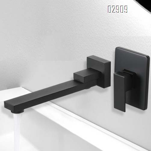All-Brass gunmetal gray Chrome-finish basin faucet wall-mounted embedded cold and hot wash basin and countertop water faucet