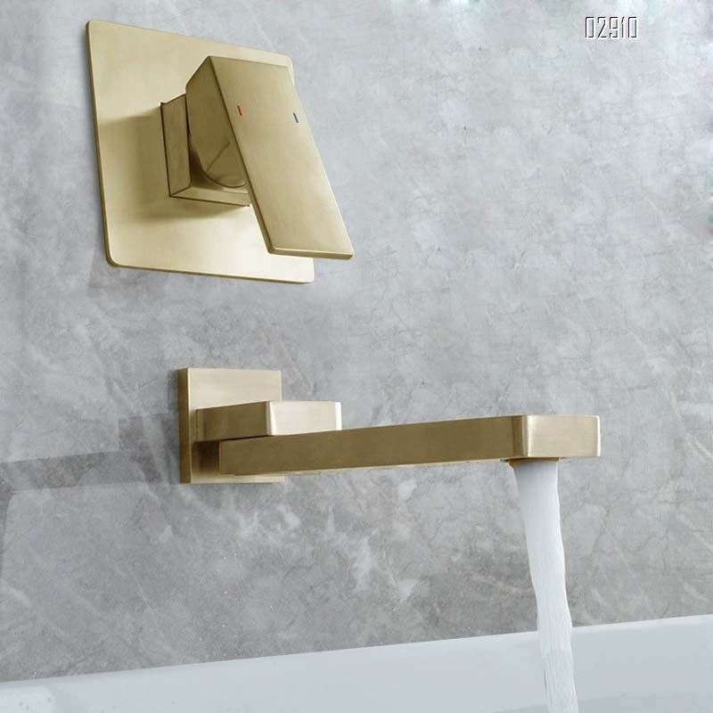 Wall-mounted faucet made of solid brass with vintage style recessed and swing-arm design with folding feature for cold and hot water