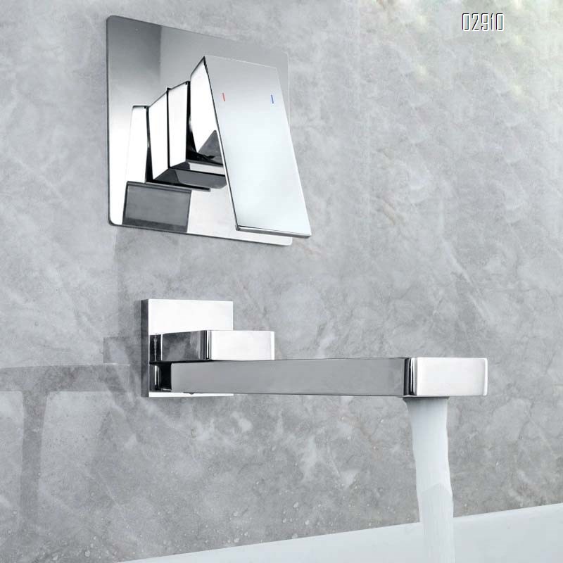 Wall-mounted faucet made of solid brass with vintage style recessed and swing-arm design with folding feature for cold and hot water
