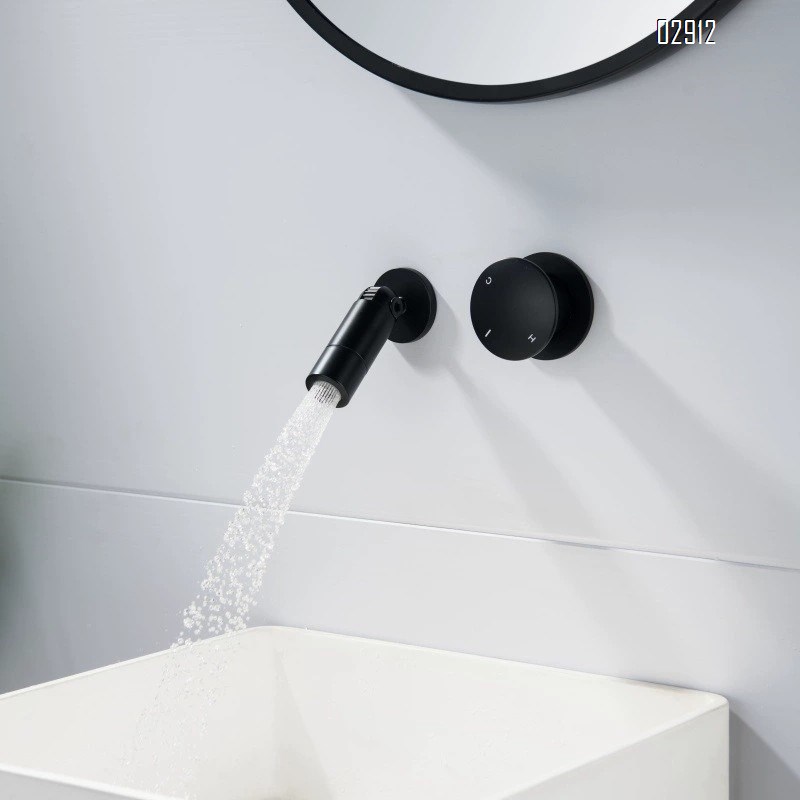 Fully brass concealed built-in basin faucet with folding wall-mounted cold and hot water bathroom cabinet wash basin tap
