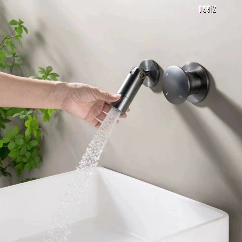 Fully brass concealed built-in basin faucet with folding wall-mounted cold and hot water bathroom cabinet wash basin tap