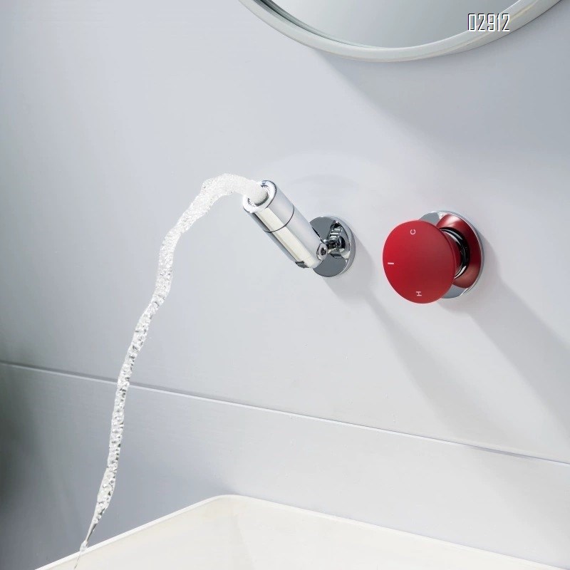 Fully brass concealed built-in basin faucet with folding wall-mounted cold and hot water bathroom cabinet wash basin tap