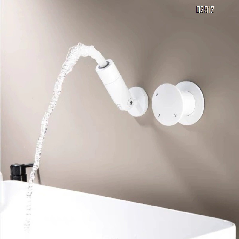 Fully brass concealed built-in basin faucet with folding wall-mounted cold and hot water bathroom cabinet wash basin tap