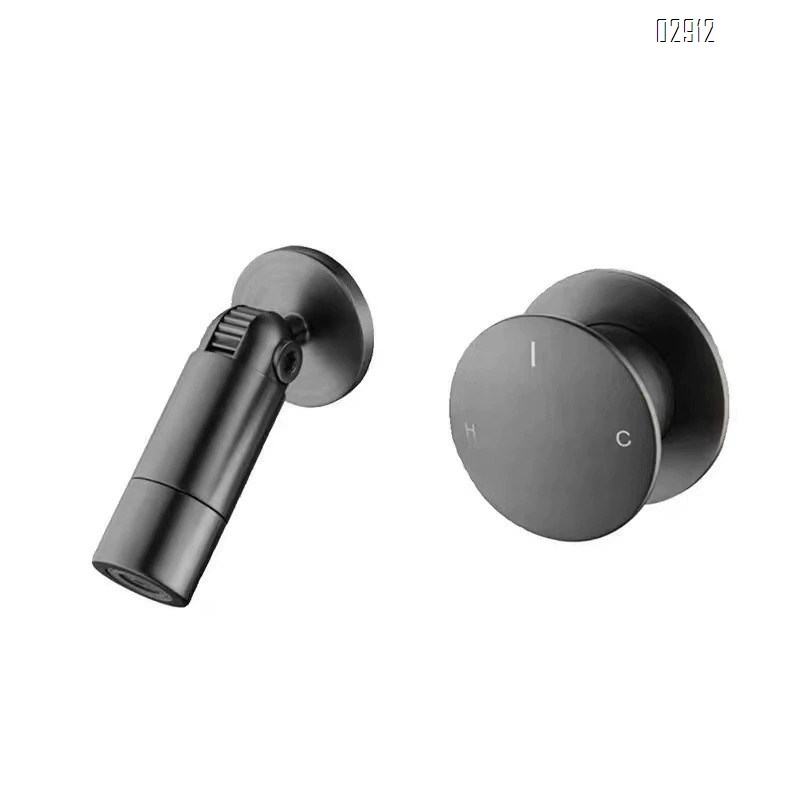 Fully brass concealed built-in basin faucet with folding wall-mounted cold and hot water bathroom cabinet wash basin tap