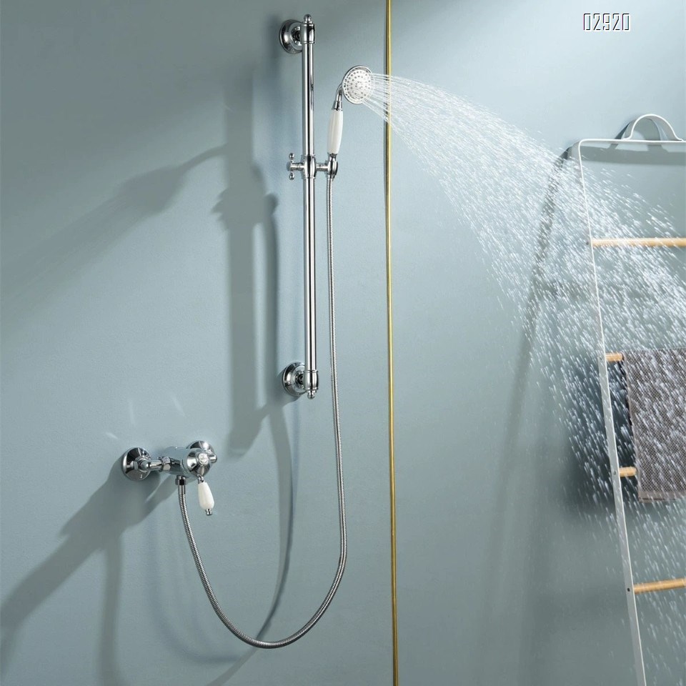 European full brass cold and hot shower head golden shower head wall-mounted faucet bathroom lift and pressure mixing valve