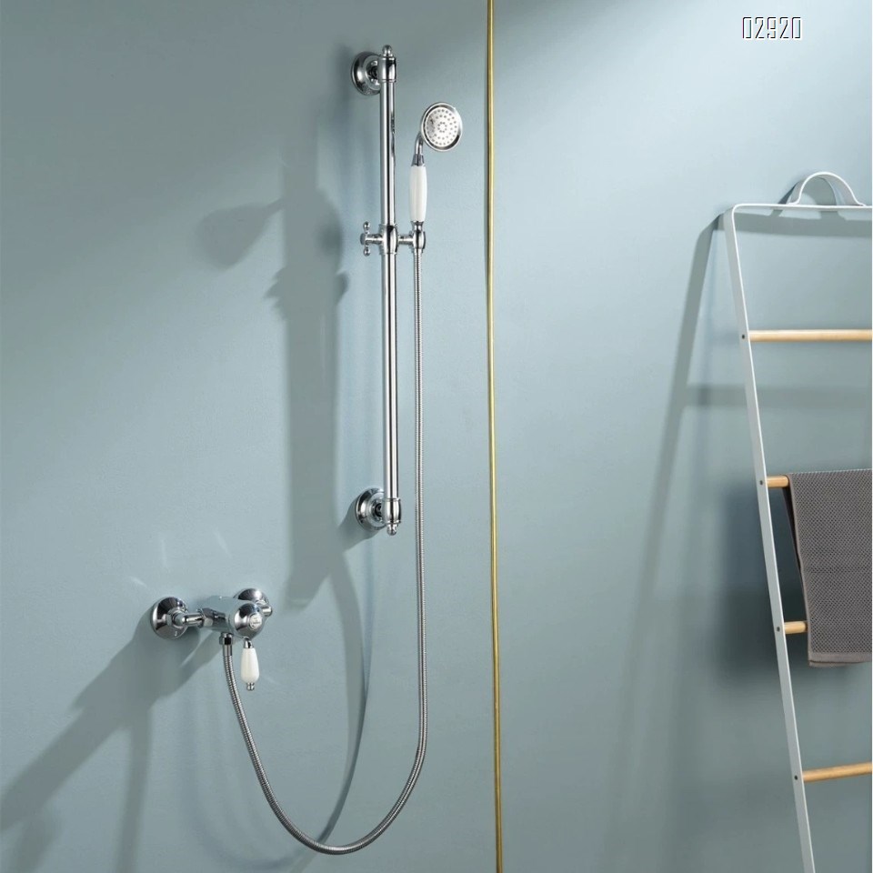 European full brass cold and hot shower head golden shower head wall-mounted faucet bathroom lift and pressure mixing valve