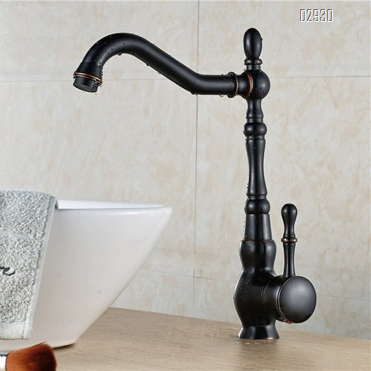 All Brass black antique style kitchen faucet with hot and cold water tap sit-style kitchen sink vegetable basin mixer tap