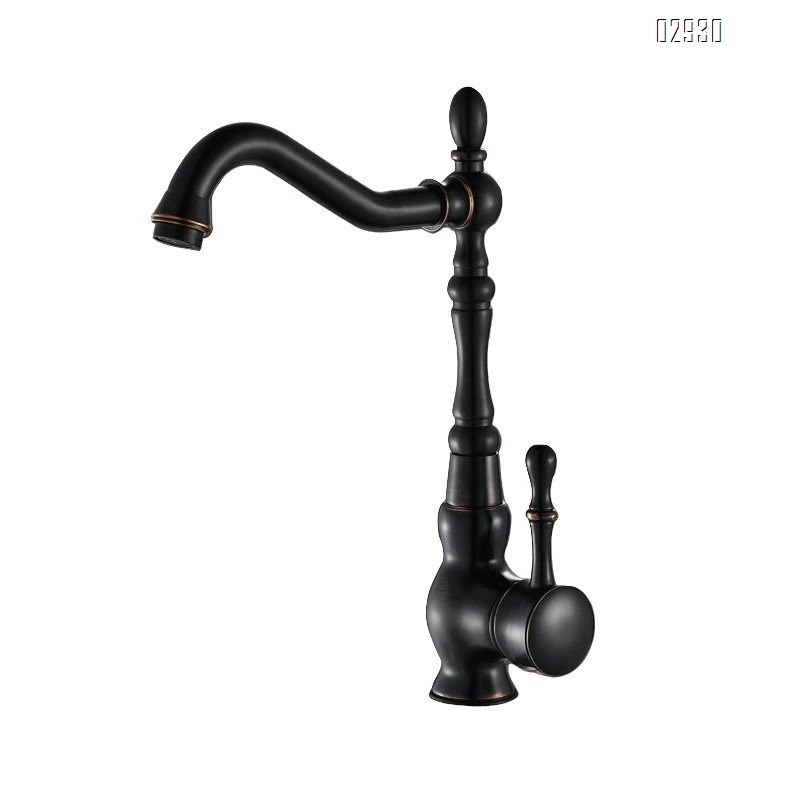 All Brass black antique style kitchen faucet with hot and cold water tap sit-style kitchen sink vegetable basin mixer tap