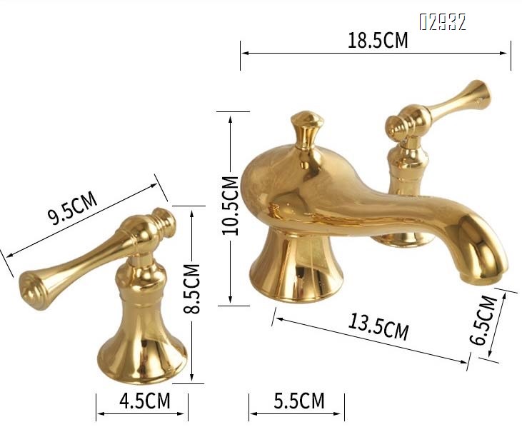 Antique-style lamp basin faucet all Brass gold split three-hole cold and hot water faucet