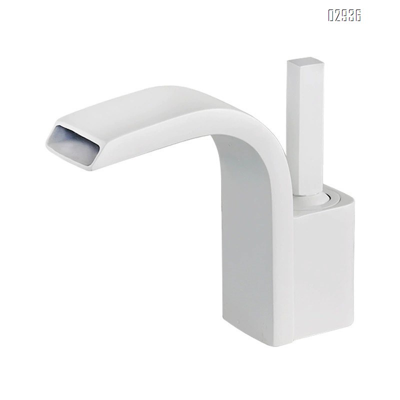 Black wash basin all Brass cold and hot double hole faucet cold and hot waterfall outlet three hole Separate Basin Faucet