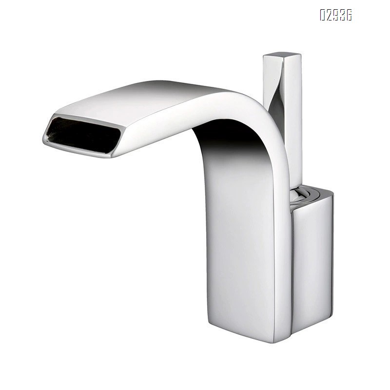 Black wash basin all Brass cold and hot double hole faucet cold and hot waterfall outlet three hole Separate Basin Faucet