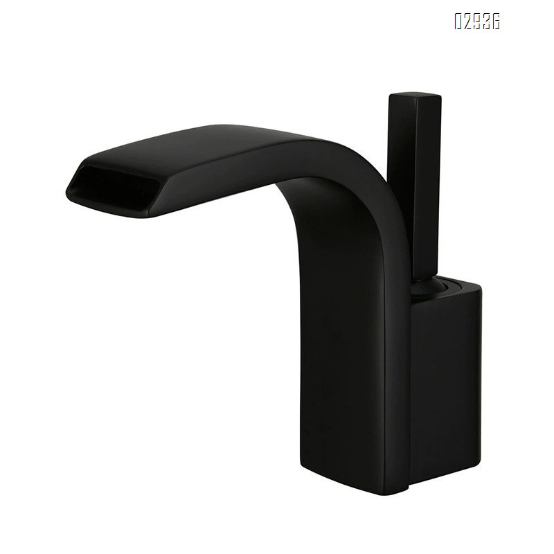Black wash basin all Brass cold and hot double hole faucet cold and hot waterfall outlet three hole Separate Basin Faucet