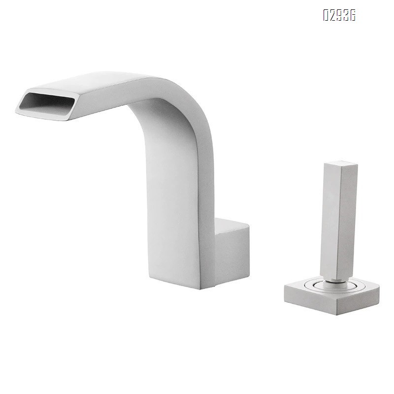 Black wash basin all Brass cold and hot double hole faucet cold and hot waterfall outlet three hole Separate Basin Faucet