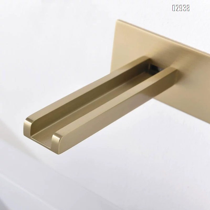 Luxury Gold Brass Wall Mounted Basin Faucet LED Matte Chrome Mixer Tap Cold and hot water for Bathroom