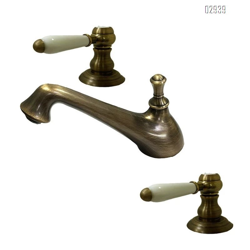 European retro three-hole faucet bathroom cabinet all Brass home bathroom separate antique faucet
