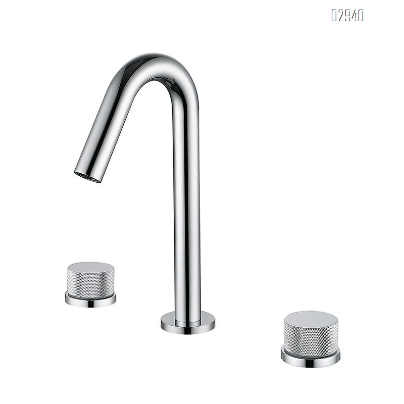 Three-hole set of all-Brass European style basin faucets separate cold and hot water faucets for bathroom vanity wash basin