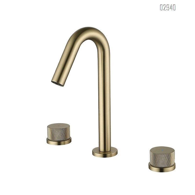 Three-hole set of all-Brass European style basin faucets separate cold and hot water faucets for bathroom vanity wash basin