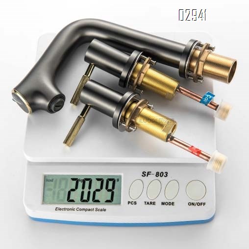 Simple Brass digital display basin faucet vertical cold and hot double switch split three-hole bathroom wash Separate Basin Faucet