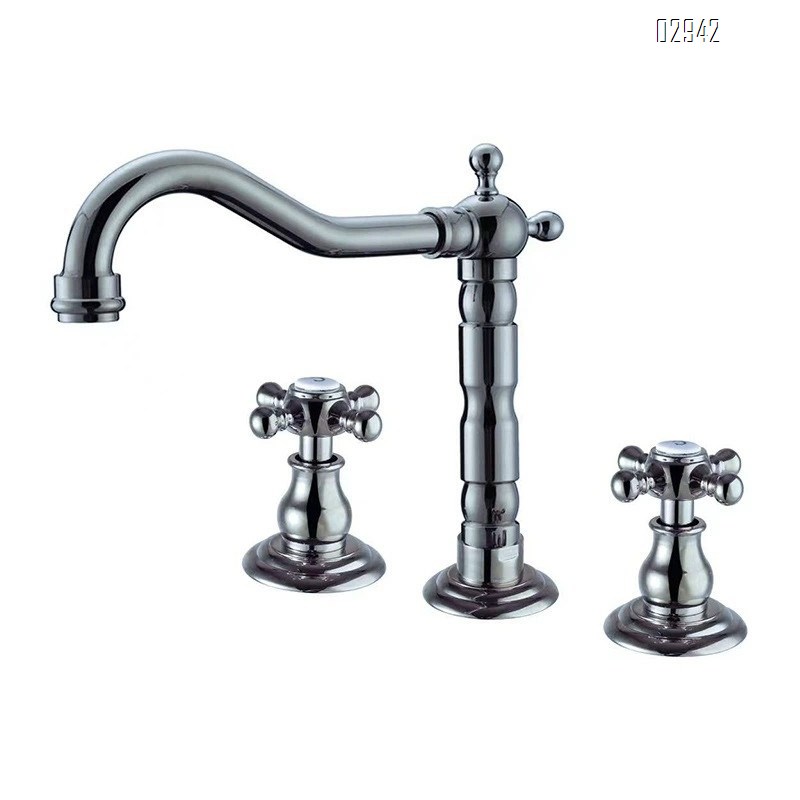 Brass villa split basin wash basin cold and hot double control antique home Nordic hotel Separate Basin Faucet