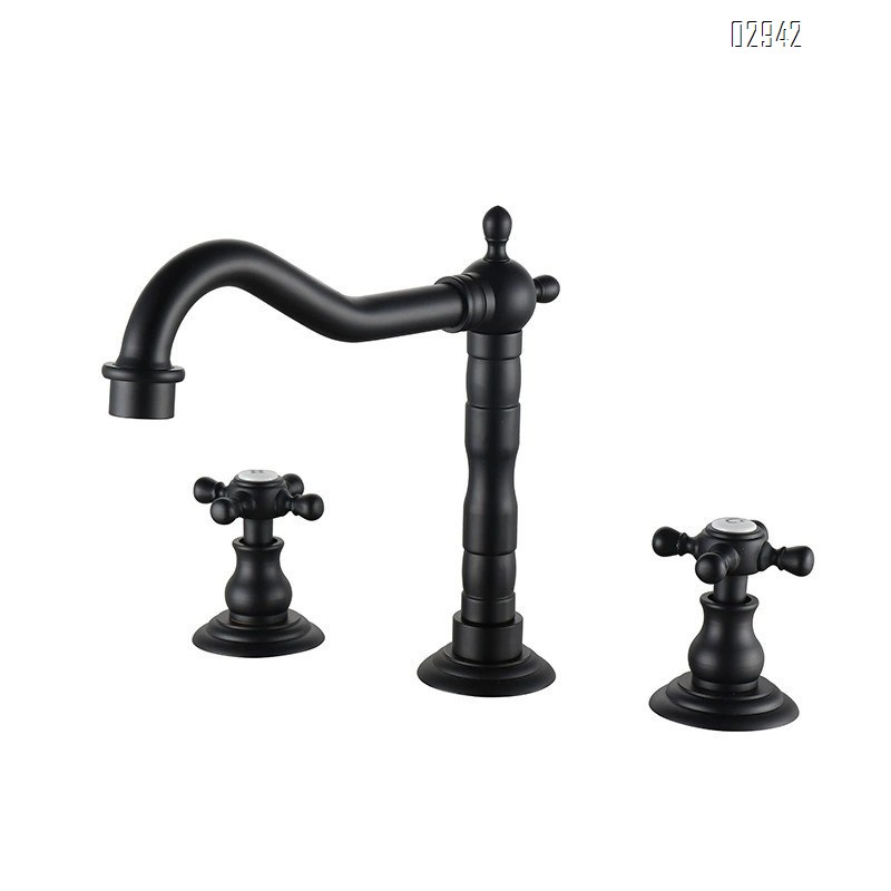 Brass villa split basin wash basin cold and hot double control antique home Nordic hotel Separate Basin Faucet