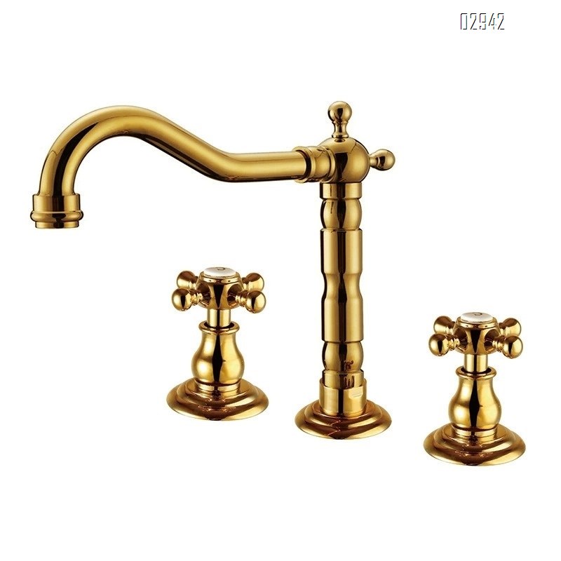 Brass villa split basin wash basin cold and hot double control antique home Nordic hotel Separate Basin Faucet