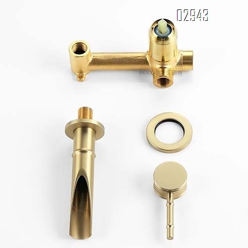 European minimalist luxury Wall-mounted Chrome surface wash basin with cold and hot double control faucet for home villa hotel