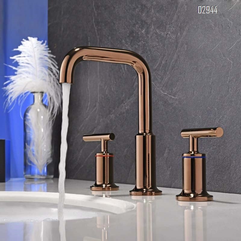 European Brass three-hole basin split-type double-handle cold and hot bathroom cabinet wash basin faucet