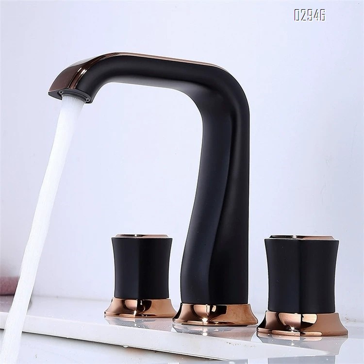 High-end split Separate basin faucet double handle double control countertop faucet zirconium rose gold black faucet