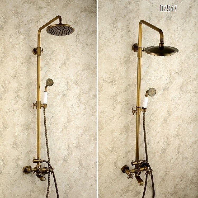 Antique European style full Brass shower head set for home bathroom American vintage copper shower head shower device