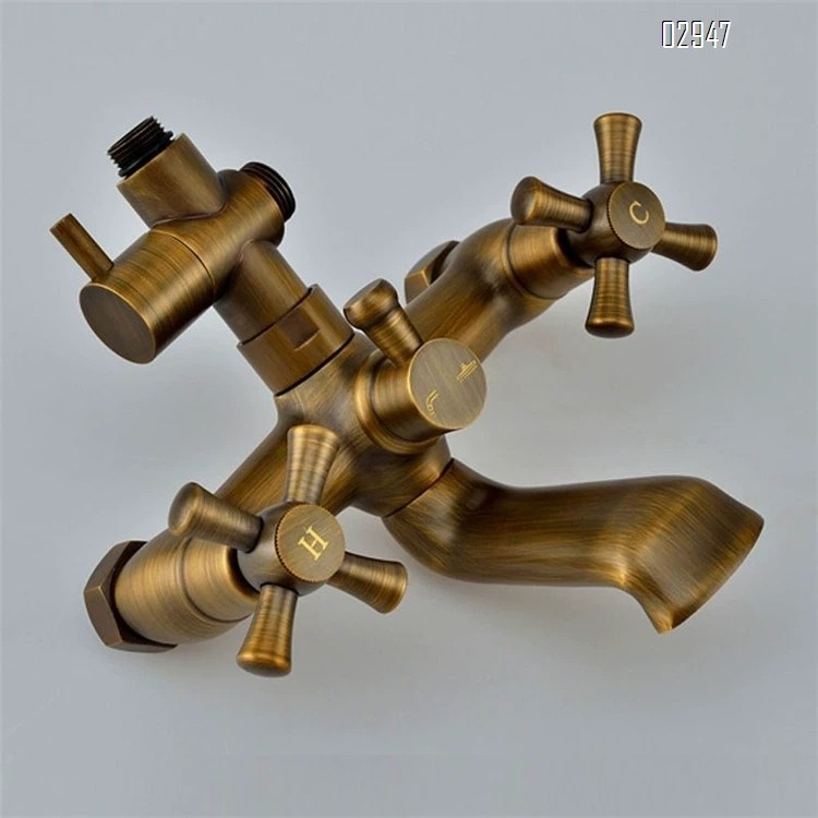 Antique European style full Brass shower head set for home bathroom American vintage copper shower head shower device