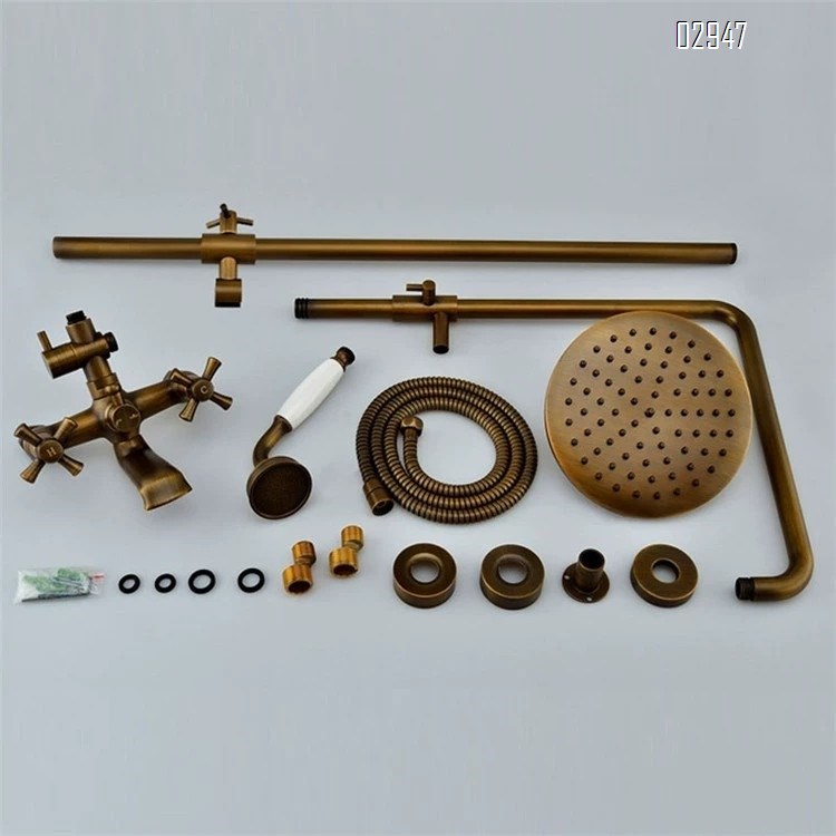 Antique European style full Brass shower head set for home bathroom American vintage copper shower head shower device