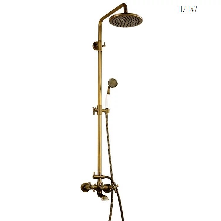 Antique European style full Brass shower head set for home bathroom American vintage copper shower head shower device