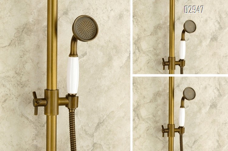 Antique European style full Brass shower head set for home bathroom American vintage copper shower head shower device