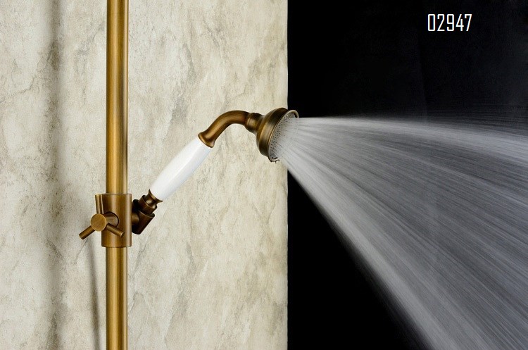 Antique European style full Brass shower head set for home bathroom American vintage copper shower head shower device
