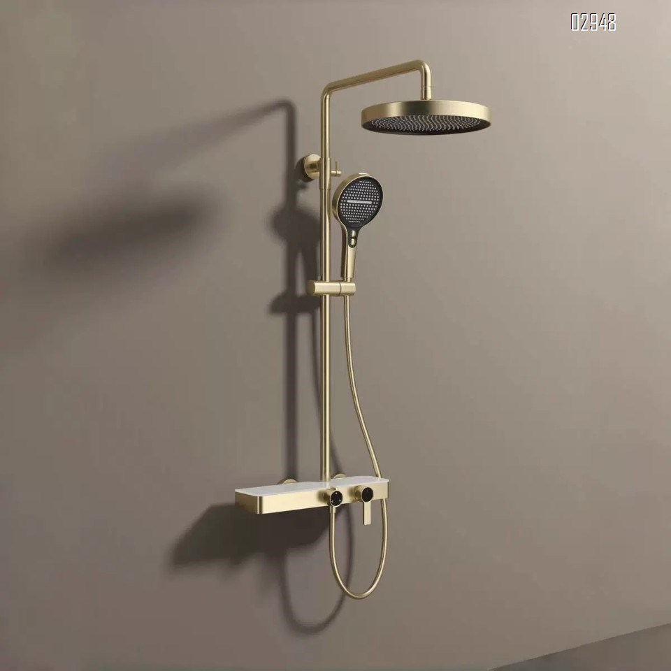 Home use gunmetal gray three-level shower head set hotel style all Brass shower set bathroom rain shower pressure head