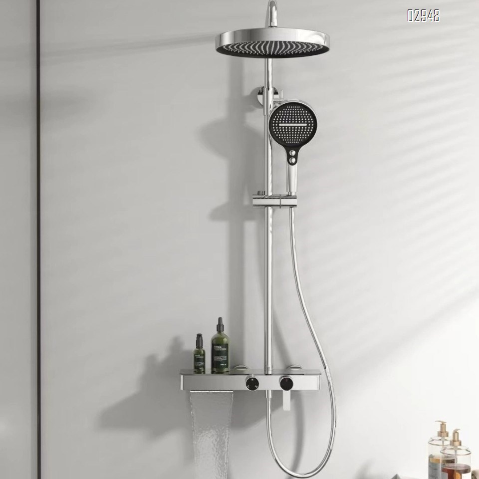 Home use gunmetal gray three-level shower head set hotel style all Brass shower set bathroom rain shower pressure head