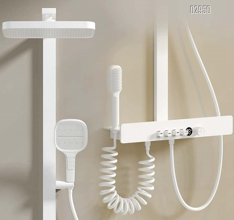 Home use shower set with all-Brass temperature control shower head bathroom accessories